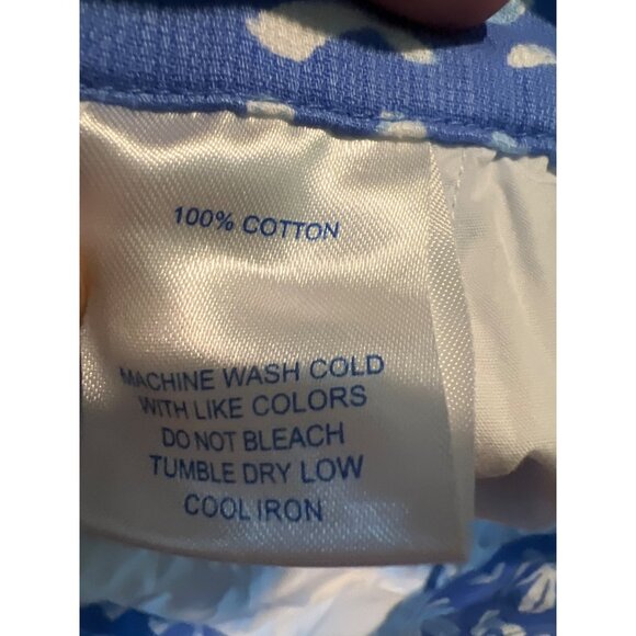 Southern Tide Womens Blue White Cotton Shorts Sz 2 Tropical Tribal Print Preppy - Picture 4 of 7